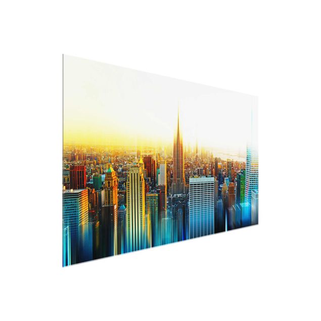 Quadros em vidro cidades e paisagens urbanas Manhattan Abstract