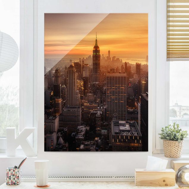 Quadros em vidro Nova Iorque Manhattan Skyline Evening