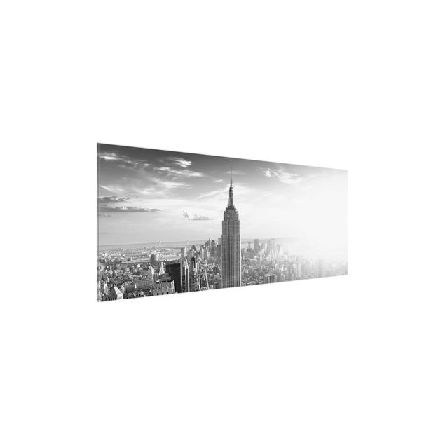 Quadros em vidro em preto e branco Manhattan Skyline