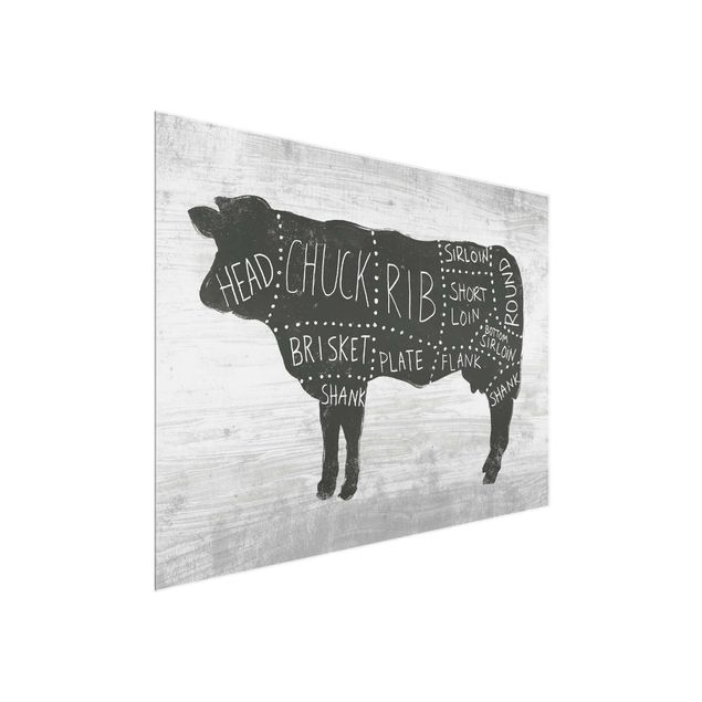 Quadros em vidro animais Butcher Board - Beef