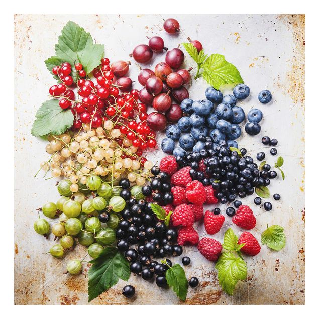 Quadros multicoloridos Mixture Of Berries On Metal