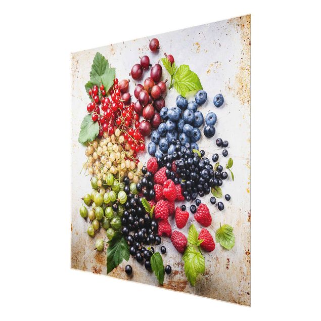 Quadros decorativos Mixture Of Berries On Metal
