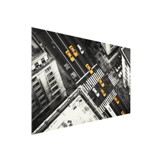 Quadros em vidro em preto e branco New York City Cabs