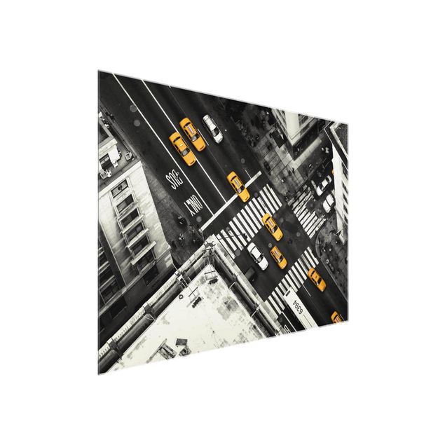 Quadros em vidro em preto e branco New York City Cabs