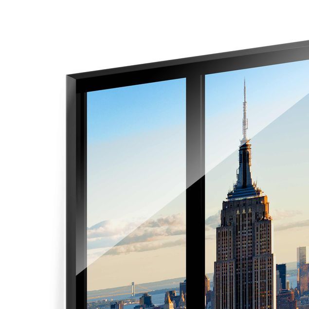 quadro em vidro New York Window View Of The Empire State Building