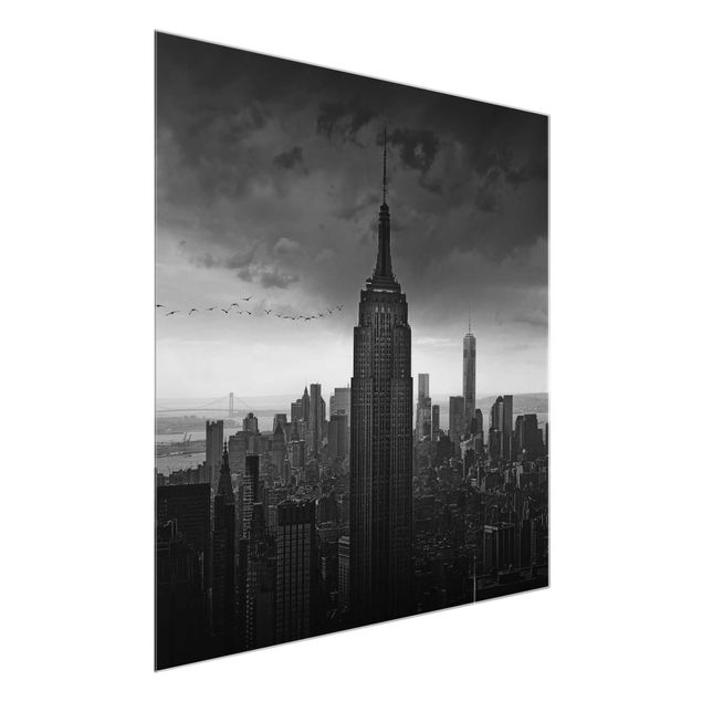 Quadros em vidro em preto e branco New York Rockefeller View