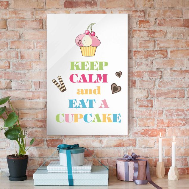 quadros com frases motivacionais Keep Calm And Eat A Cupcake Bunt
