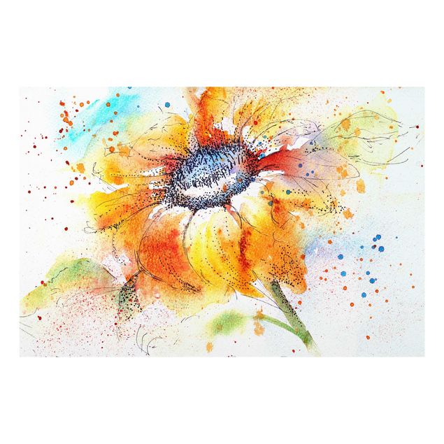 Quadros em laranja Painted Sunflower