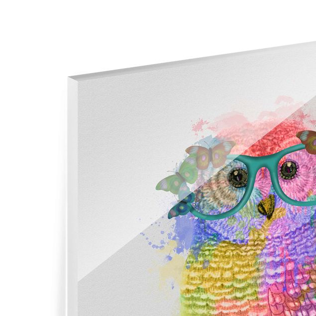 Quadros em vidro Rainbow Splash Owl