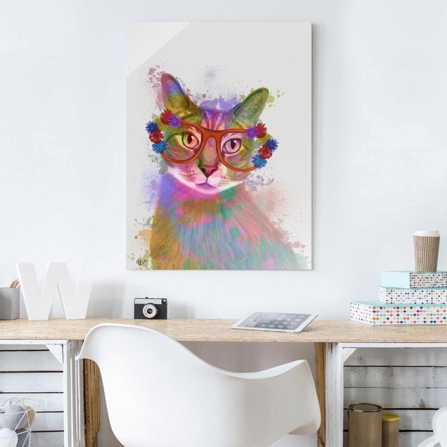 quadro de gato Rainbow Splash Cat