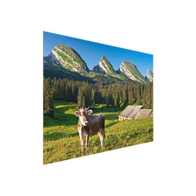 Quadros árvores Swiss Alpine Meadow With Cow