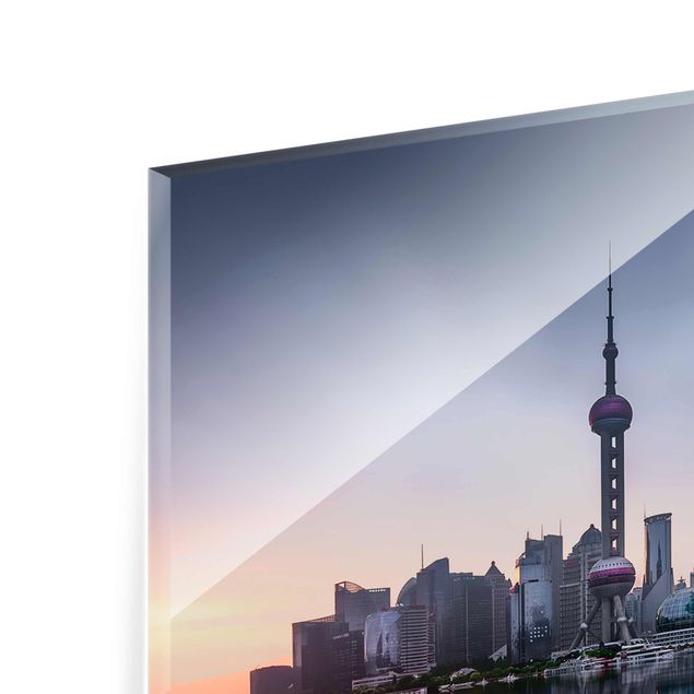 quadro em vidro Shanghai Skyline Morning Mood