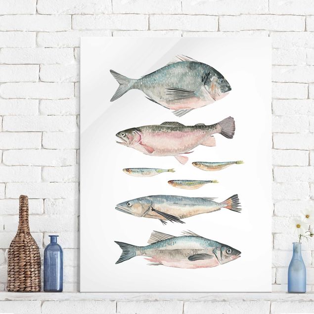 decoraçao para parede de cozinha Seven Fish In Watercolour II
