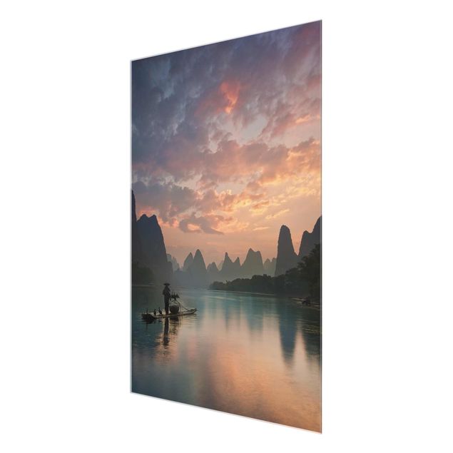 Quadros em vidro paisagens Sunrise Over Chinese River