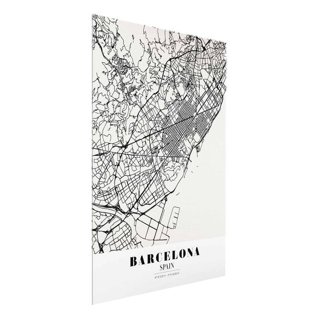 Quadros em vidro mapas Barcelona City Map - Classic