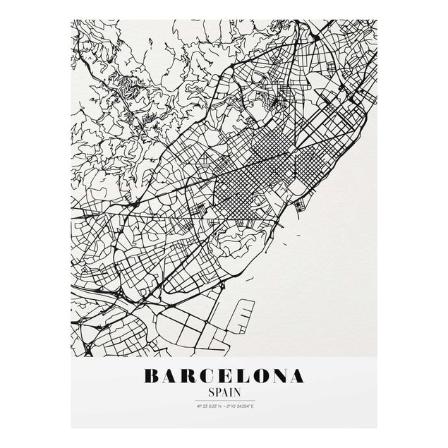 quadros preto e branco para decoração Barcelona City Map - Classic