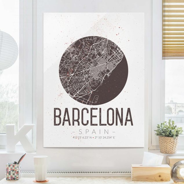 decoraçao para parede de cozinha Barcelona City Map - Retro