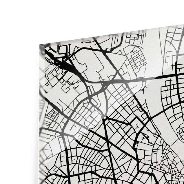 quadro de vidro Basel City Map - Classic
