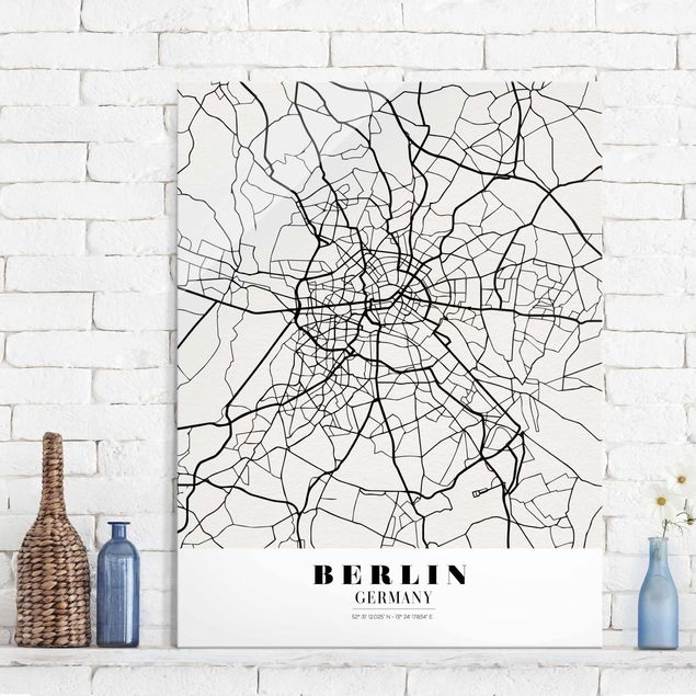 Quadros em vidro Berlim Berlin City Map - Classic