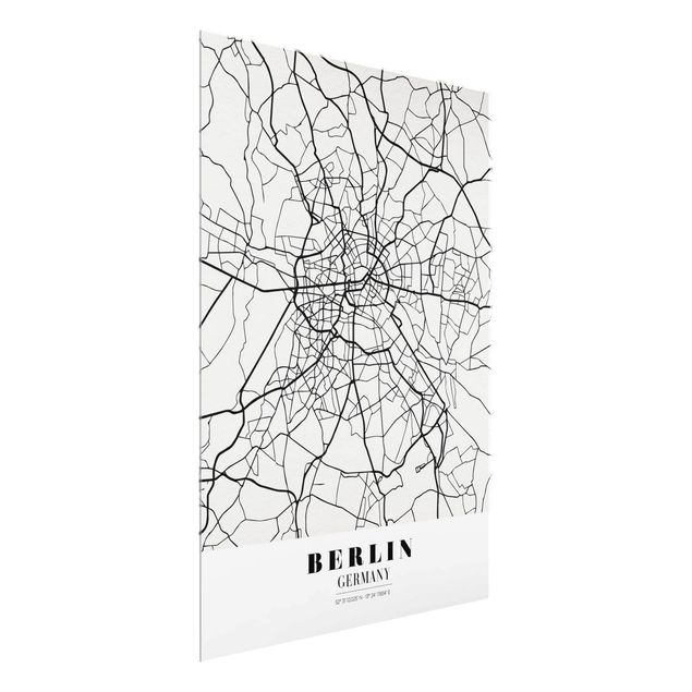 Quadros em vidro frases Berlin City Map - Classic