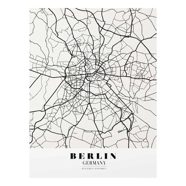 Quadros em vidro mapas Berlin City Map - Classic