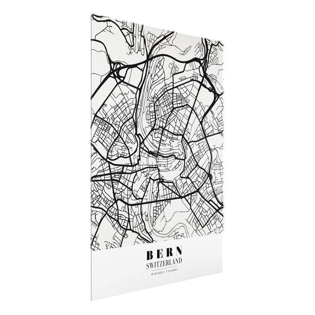 Quadros em vidro mapas Bern City Map - Classical
