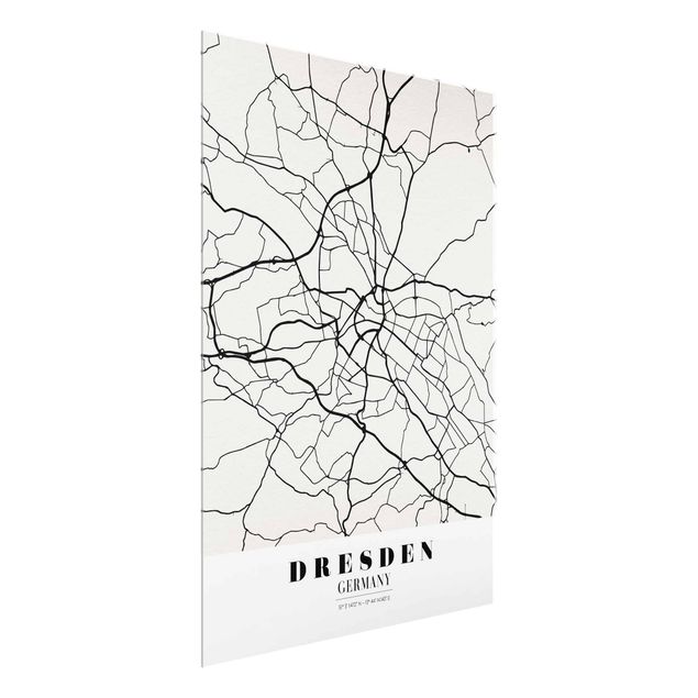 Quadros em vidro mapas Dresden City Map - Classical