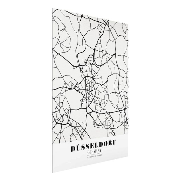 Quadros em vidro mapas Dusseldorf City Map - Classic