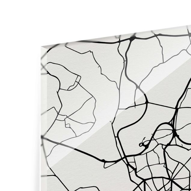 quadro em vidro Dusseldorf City Map - Classic