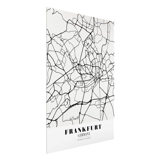Quadros em vidro mapas Frankfurt City City Map - Classical