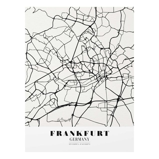 Quadros preto e branco Frankfurt City City Map - Classical