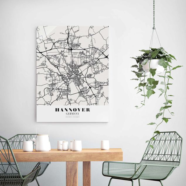 Quadros em vidro frases Hannover City Map - Classic