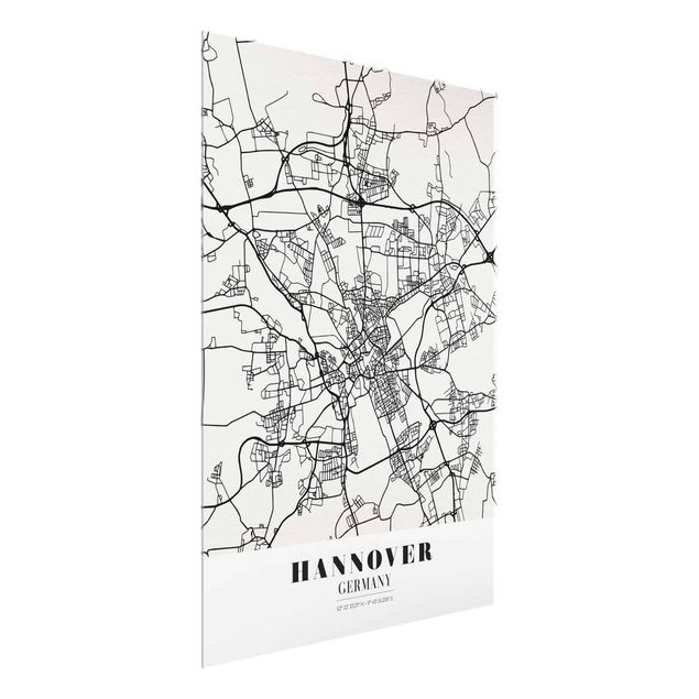 Quadros em vidro mapas Hannover City Map - Classic