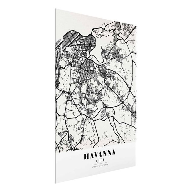 Quadros em vidro mapas Havana City Map - Classic