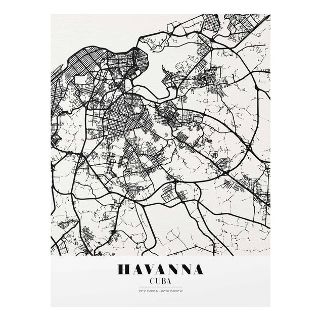 Quadros preto e branco Havana City Map - Classic