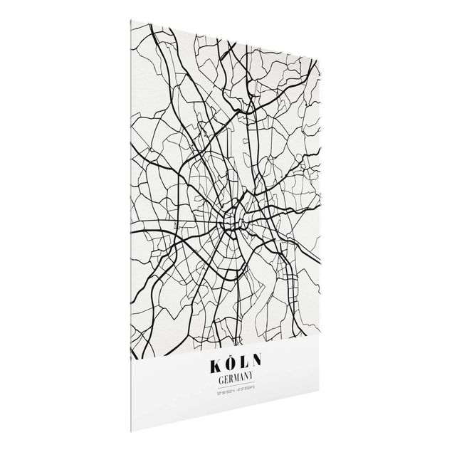 Quadros em vidro mapas Cologne City Map - Classic