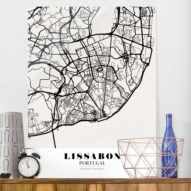 decoraçao para parede de cozinha Lisbon City Map - Classic