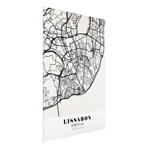 Quadros em vidro mapas Lisbon City Map - Classic