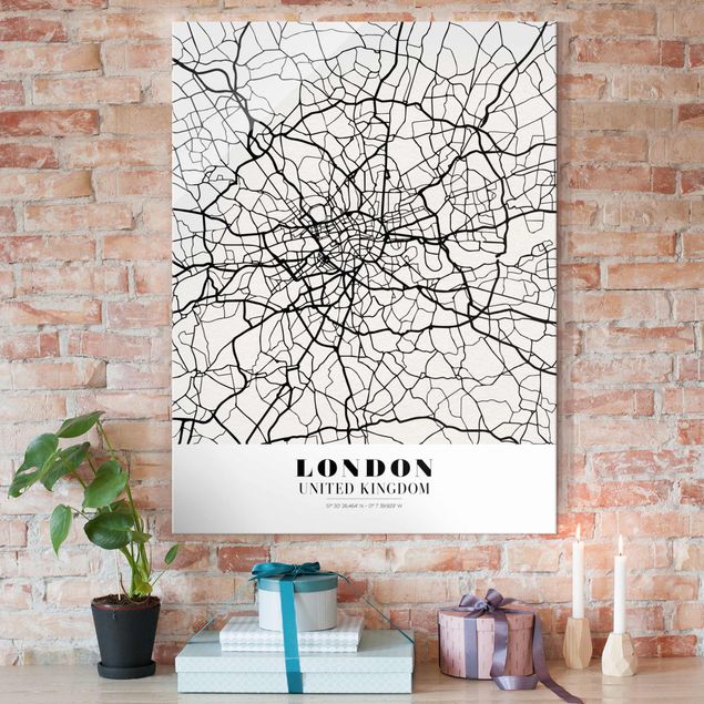 Quadros em vidro Londres London City Map - Classic