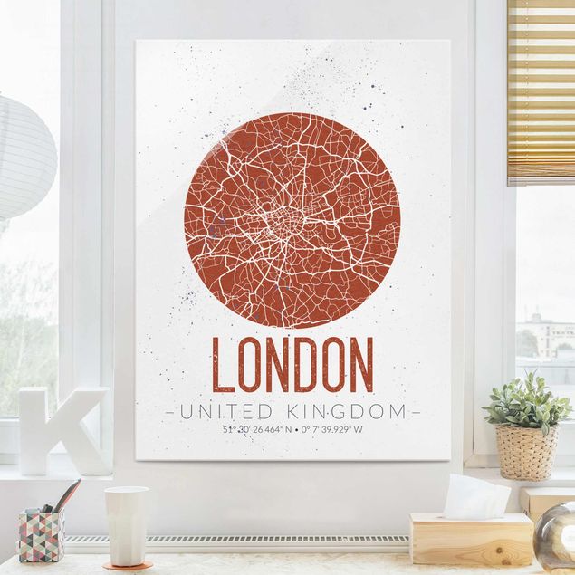 Quadros em vidro Londres City Map London - Retro