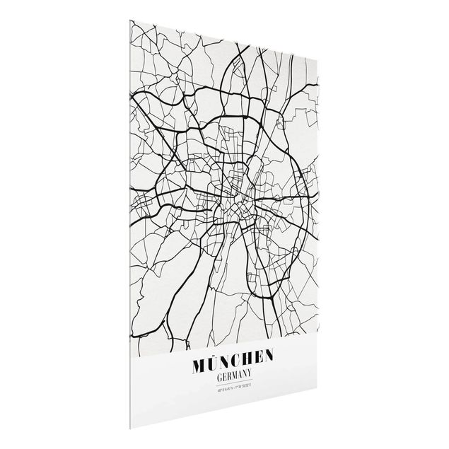 Quadros em vidro mapas Munich City Map - Classic