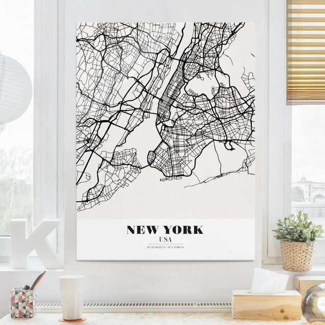Quadros em vidro Nova Iorque New York City Map - Classic