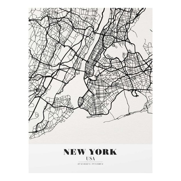 Quadros em vidro frases New York City Map - Classic
