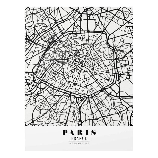 Quadros em vidro frases Paris City Map - Classic