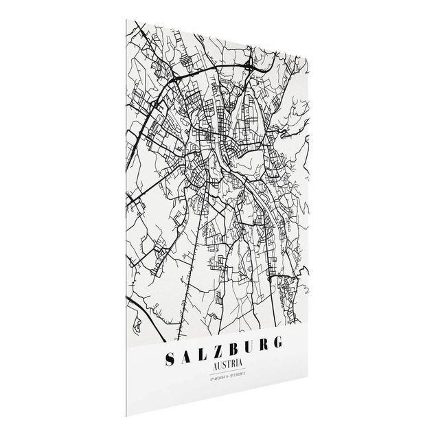 Quadros em vidro mapas Salzburg City Map - Classic