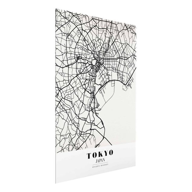 Quadros em vidro frases Tokyo City Map - Classic