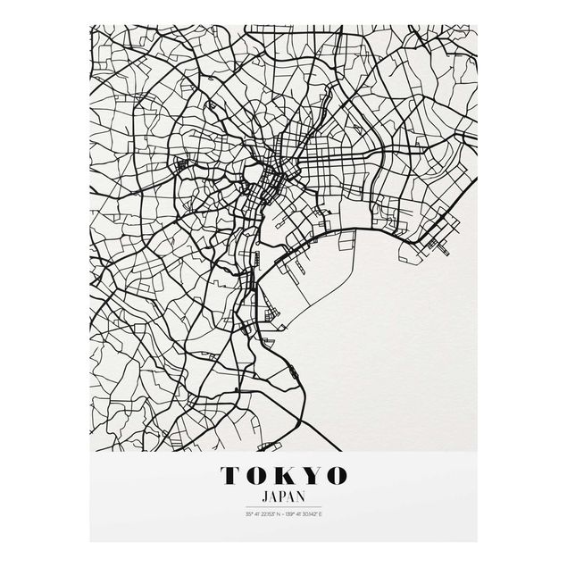 Quadros em vidro mapas Tokyo City Map - Classic
