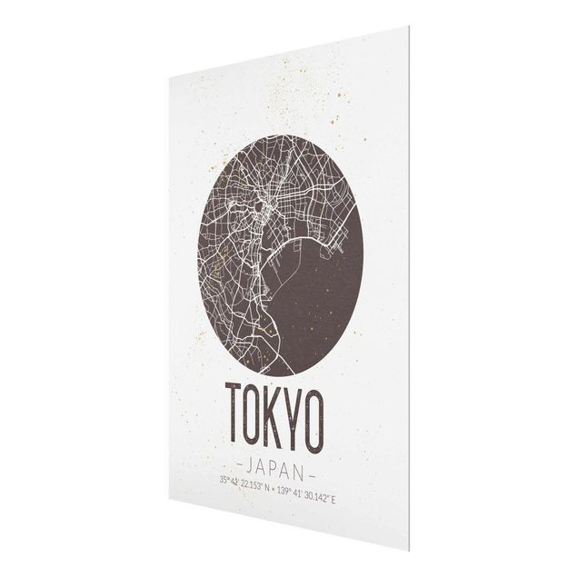 Quadros em marrom Tokyo City Map - Retro