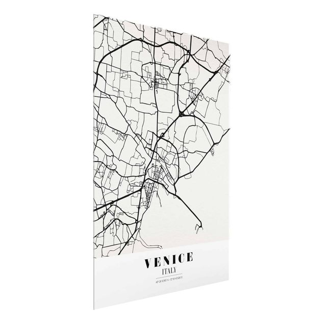 Quadros em vidro mapas Venice City Map - Classic