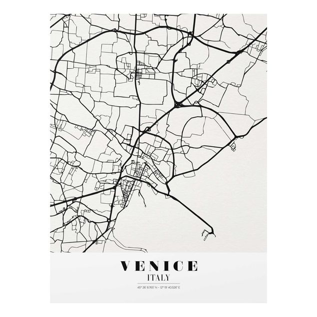 Quadros preto e branco Venice City Map - Classic